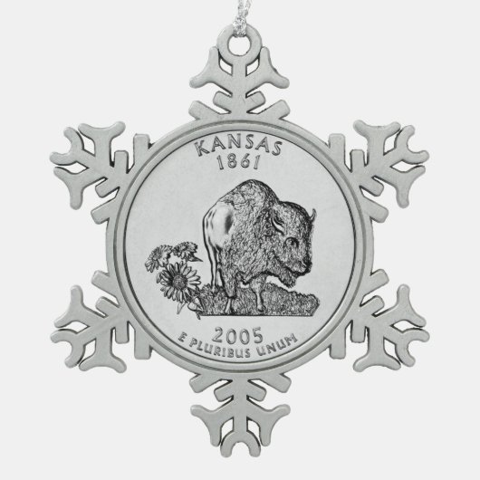 Kansas State Quarter Tin Sneeuwvlok Ornament (Voorkant)