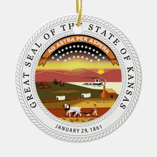 Kansas State Seal Keramisch Ornament (Voorkant)