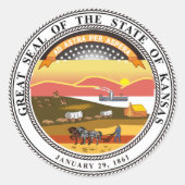 Kansas State Seal Ronde Sticker (Voorkant)