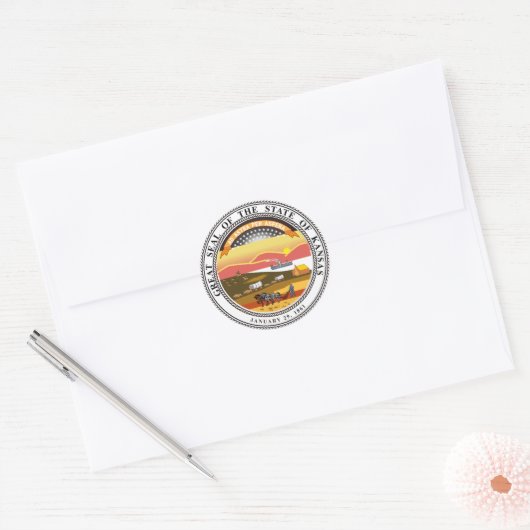 Kansas State Seal Ronde Sticker (Envelop)