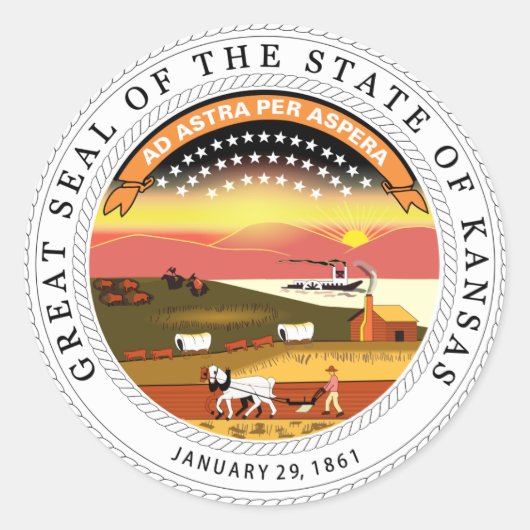 Kansas State Seal Sticker (Voorkant)