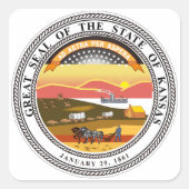 Kansas State Seal Vierkante Sticker (Voorkant)