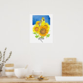 Kansas State Shape Meadowlark Sunflowers  Poster (Keuken)