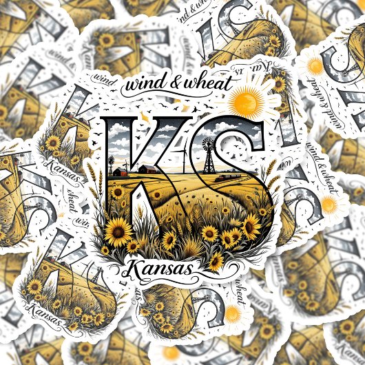 Kansas State Sticker | Wind & Wheat Sunflower Desi