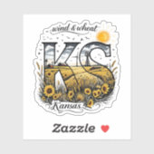 Kansas State Sticker | Wind & Wheat Zonnebloem Des (Vel)