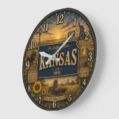 Kansas State Sunflower State Rustic Farmhouse Grote Klok (Hoek)