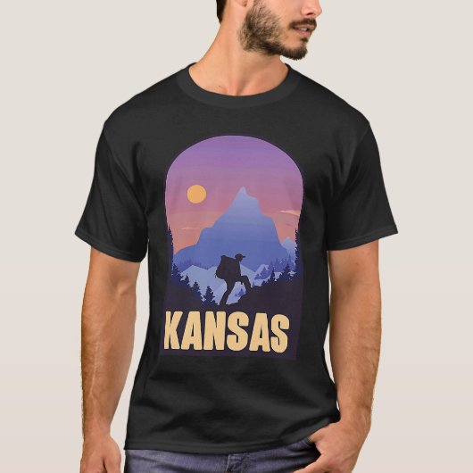 Kansas State USA Hiking Trip Souvenir T-shirt (Voorkant)