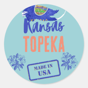 Kansas Steden Ronde Sticker