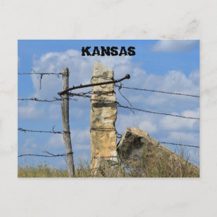 Kansas Stone Post Fence Post, Post Card. Briefkaart