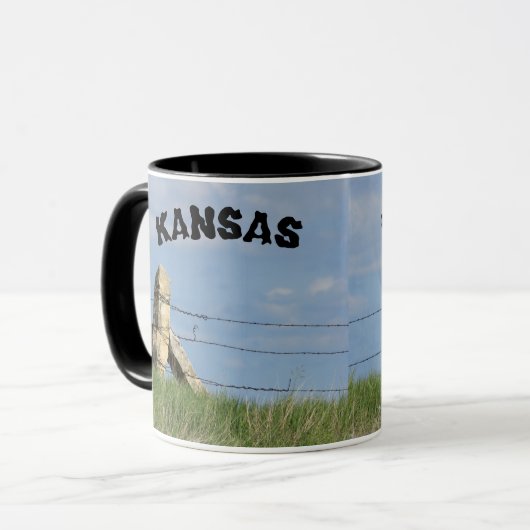 Kansas Stone Post-omheining met Sky Coffee Mok/Cup Mok (Voorkant links)