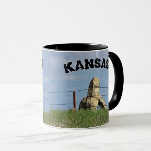 Kansas Stone Post-omheining met Sky Coffee Mok/Cup Mok (Voorkant rechts)