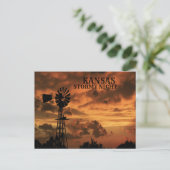 Kansas Stormy Night Windmill POST KAART (Staand voorkant)