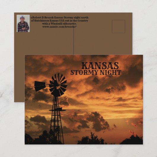 Kansas Stormy Night Windmill POST KAART (Voorkant / Achterkant)