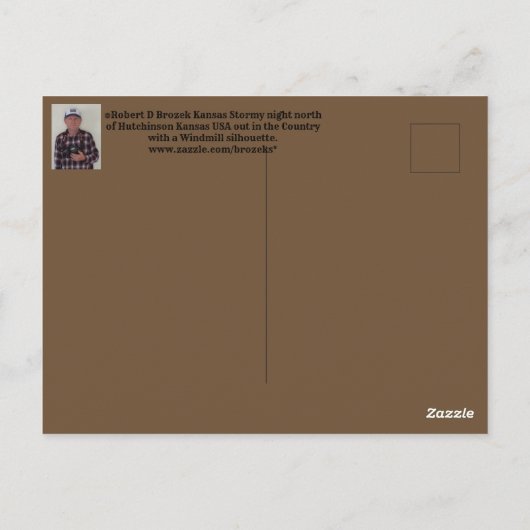 Kansas Stormy Night Windmill POST KAART (Achterkant)