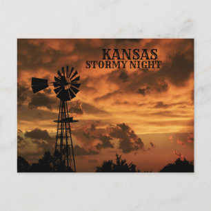 Kansas Stormy Night Windmill POST KAART