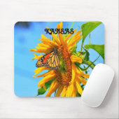 Kansas Sunflower en Monarch Butterfly, Muismat (Met muis)