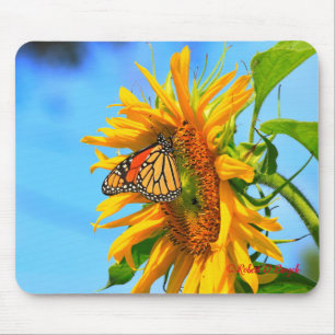 Kansas Sunflower met Monarch Butterfly Muismat
