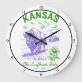 Kansas Sunflower State Bison Grote Klok (Voorkant)