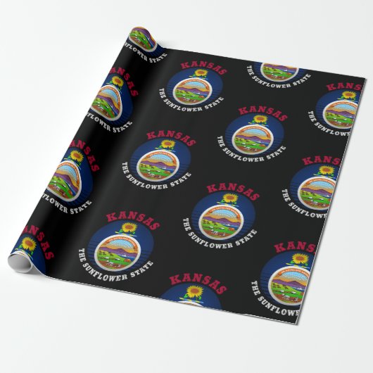 KANSAS SUNFLOWER STATE FLAG CADEAUPAPIER (Uitgerold)