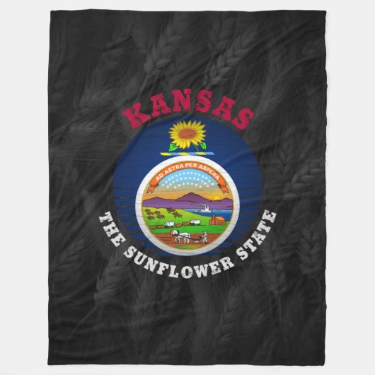 KANSAS SUNFLOWER STATE FLAG FLEECE DEKEN (Voorkant)