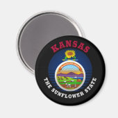 KANSAS SUNFLOWER STATE FLAG MAGNEET (Voorkant / Achterkant)