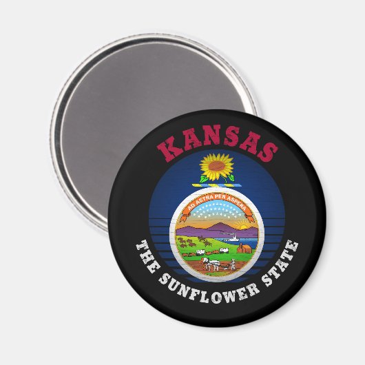 KANSAS SUNFLOWER STATE FLAG MAGNEET (Voorkant / Achterkant)