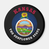 KANSAS SUNFLOWER STATE FLAG MAGNEET (Voorkant)