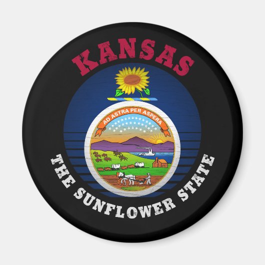KANSAS SUNFLOWER STATE FLAG MAGNEET (Voorkant)