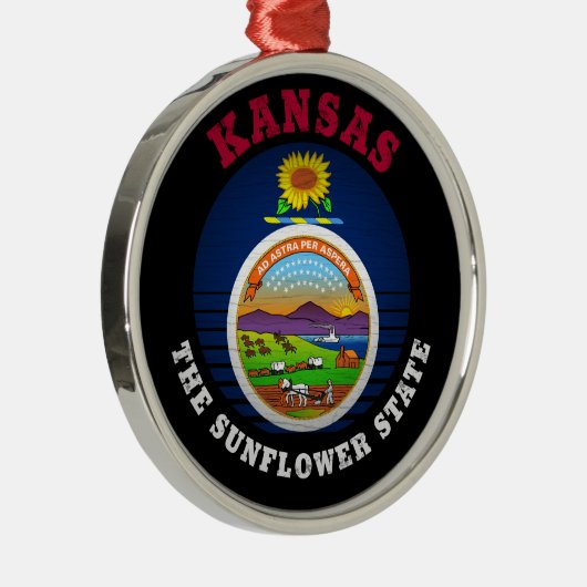 KANSAS SUNFLOWER STATE FLAG METALEN ORNAMENT (Rechts)