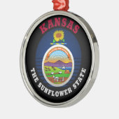 KANSAS SUNFLOWER STATE FLAG METALEN ORNAMENT (Links)