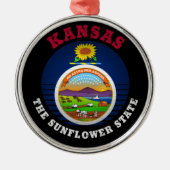 KANSAS SUNFLOWER STATE FLAG METALEN ORNAMENT (Voorkant)
