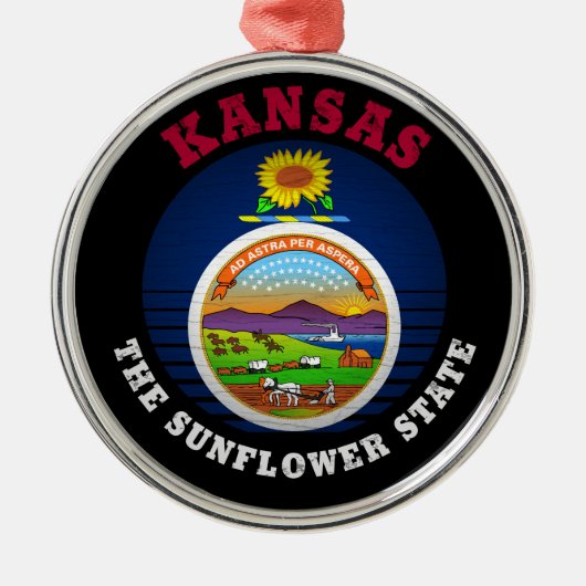 KANSAS SUNFLOWER STATE FLAG METALEN ORNAMENT (Voorkant)