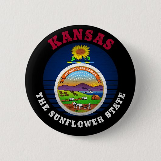 KANSAS SUNFLOWER STATE FLAG RONDE BUTTON 5,7 CM (Voorkant)