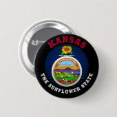 KANSAS SUNFLOWER STATE FLAG RONDE BUTTON 5,7 CM (Voorkant /achterkant)