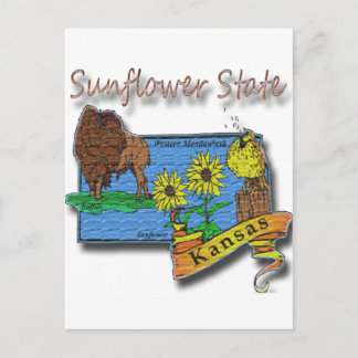 Kansas Sunflower State Lark Sunflower Buffalo Briefkaart