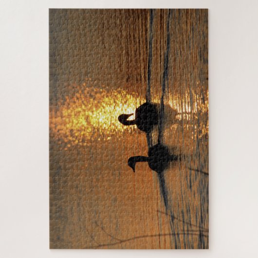 Kansas Sunset Goose silhouette Jigzaag Puzzle Legpuzzel (Verticaal)
