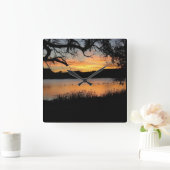 Kansas Sunset in Lake Scott State Park Vierkante Klok (Huis)