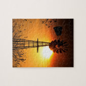 Kansas Sunset met boerderij Windmill silhouette Ji Legpuzzel (Horizontaal)