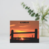 Kansas Sunset met een boerderij hek. Briefkaart (Staand voorkant)