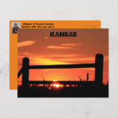 Kansas Sunset met een boerderij hek. Briefkaart (Voorkant / Achterkant)