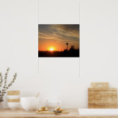 Kansas Sunset met een windmolensilhouet Poster (Keuken)