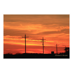 Kansas Sunset met stroomlijnen Fotouitbreiding Foto Afdruk