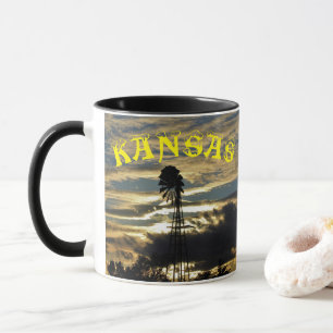 Kansas Sunset met Windmill Coffee Mok