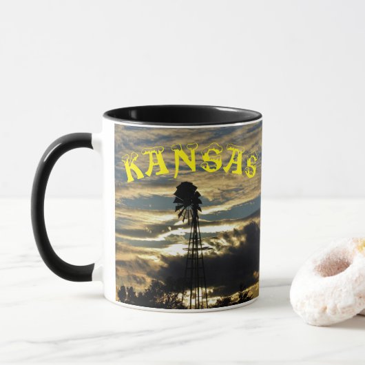 Kansas Sunset met Windmill Coffee Mok (Met donut)