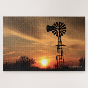 Kansas Sunset met Windmill PUZZLE Legpuzzel