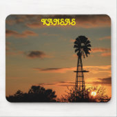 Kansas Sunset met Windmill Silhouette Muismat (Voorkant)