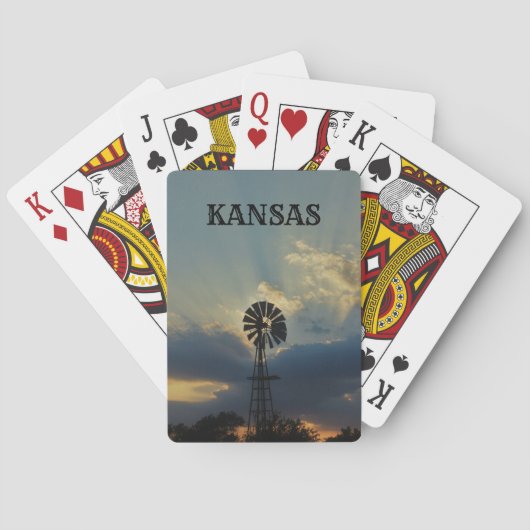 Kansas Sunset met Windmill-speelkaarten Pokerkaarten (Achterkant)