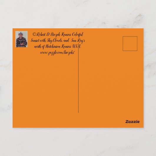 Kansas Sunset met wolken en zonnestralen Post Kaar Briefkaart (Achterkant)