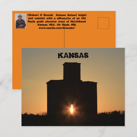 Kansas Sunset Silhouette Grain Elevator Post Kaart (Voorkant / Achterkant)