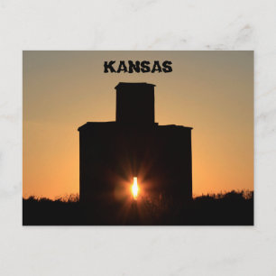Kansas Sunset Silhouette Grain Elevator Post Kaart